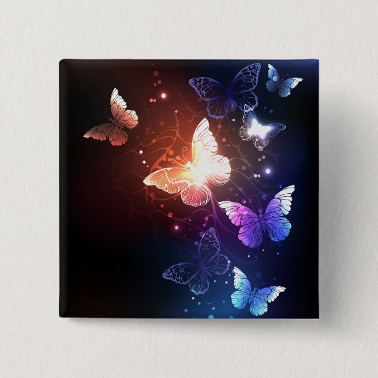 Gloeiende Nachtvlinders Vierkante Button 5,1 Cm (Voorkant)