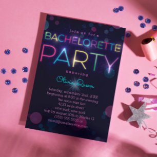 Gloeiende Neon Bachelorette Party Uitnodiging