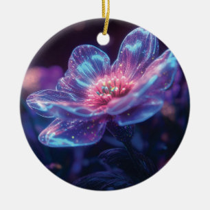 Gloeiende Neon Flowers – betoverende kosmische blo Keramisch Ornament