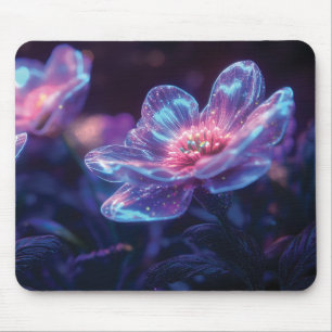 Gloeiende Neon Flowers – betoverende kosmische blo Muismat