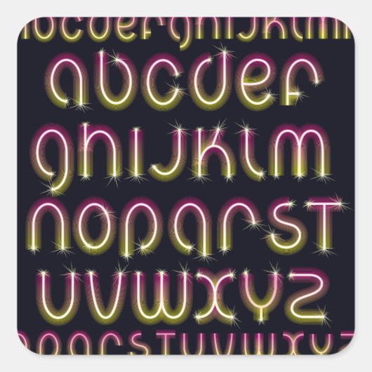 Gloeiende Neon Font Stickers (Voorkant)