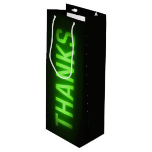 Gloeiende Neon Groene Bedankt Sign On Black Wijn Cadeautas