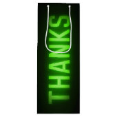 Gloeiende Neon Groene Bedankt Sign On Black Wijn Cadeautas (Voorkant)