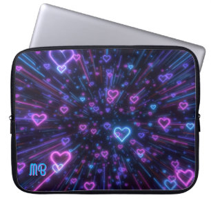 Gloeiende Neon Hart Galaxy Kosmische Liefdesuitbar Laptop Sleeve