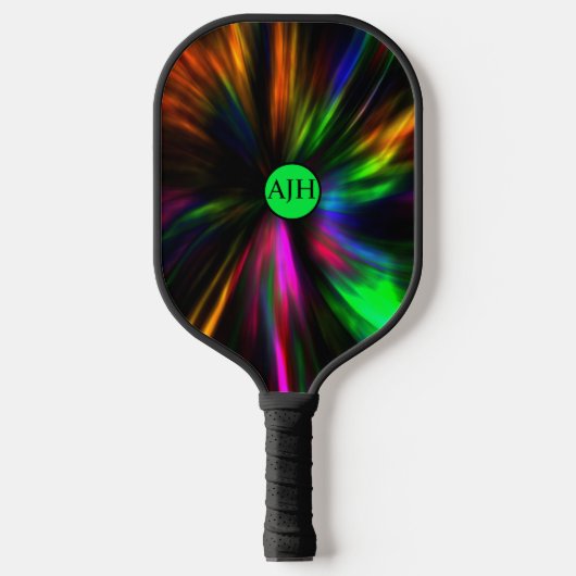 Gloeiende neon mannelijke moderne Initialen Pickleball Paddle (Voorkant)