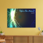 Gloeiende Neon Stars Bar Bat Mitzvah Inlogbord Canvas Afdruk (Insitu (Woonkamer))