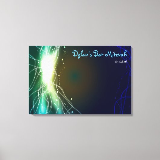 Gloeiende Neon Stars Bar Bat Mitzvah Inlogbord Canvas Afdruk (Voorkant)