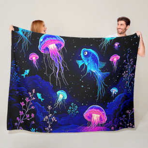 Gloeiende Ocean Depths Art Fleece Deken
