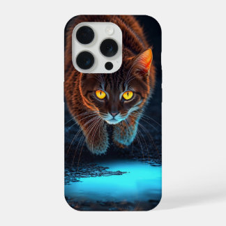 Gloeiende Ogen Kat Esthetiek Wilde Dieren Illustra iPhone 15 Pro Hoesje