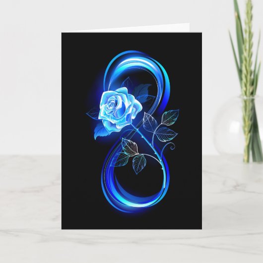 Gloeiende oneindigheid met blauwe roos aankondiging (Voorkant)
