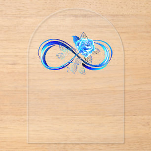 Gloeiende oneindigheid met blauwe roos acryl uitnodigingen