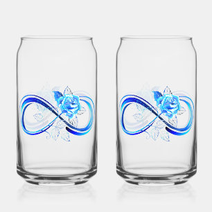 Gloeiende oneindigheid met blauwe roos blikvorm glas