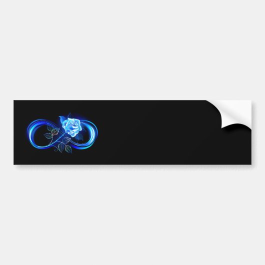 Gloeiende oneindigheid met blauwe roos bumpersticker (Voorkant)