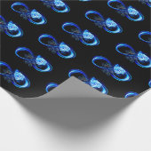 Gloeiende oneindigheid met blauwe roos cadeaupapier (Hoek)