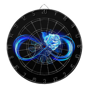 Gloeiende oneindigheid met blauwe roos dartbord