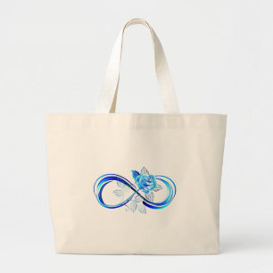Gloeiende oneindigheid met blauwe roos grote tote bag