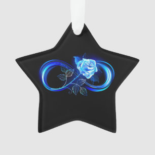 Gloeiende oneindigheid met blauwe roos ornament
