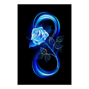 Gloeiende oneindigheid met blauwe roos perfect poster
