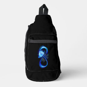 Gloeiende oneindigheid met blauwe roos sling bag