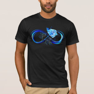 Gloeiende oneindigheid met blauwe roos t-shirt
