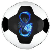 Gloeiende oneindigheid met blauwe roos voetbal (Gedraaid)