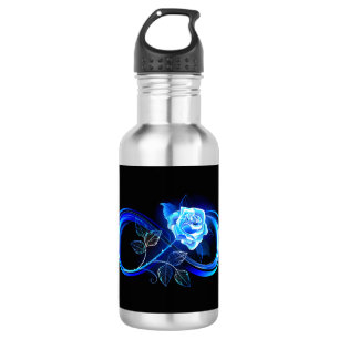Gloeiende oneindigheid met blauwe roos waterfles