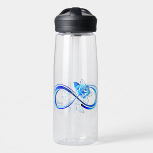Gloeiende oneindigheid met blauwe roos waterfles