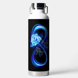 Gloeiende oneindigheid met blauwe roos waterfles
