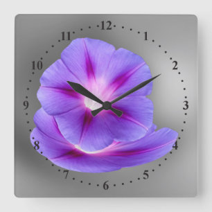 gloeiende paarse bloemen vierkante klok