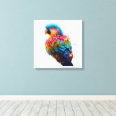 gloeiende papegaai canvas afdruk (Insitu (Houten vloer))