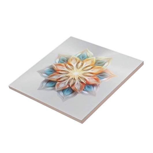 Gloeiende pastelkleuren Mandala Tegeltje (Zijkant)