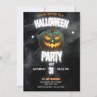 Gloeiende Pompoen Halloween Feest  Kaart
