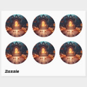 Gloeiende Pompoen Halloween Ronde Sticker (Vel)