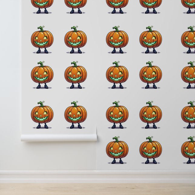 Gloeiende pompoen Halloween Schattigee Jack-O'-Lan Behang (Applicatie)