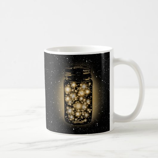 Gloeiende pot van vuurvliegen met nachtsterren koffiemok (Rechts)