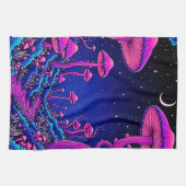 Gloeiende Psychedelic Mushroom Forest Night Theedoek (Horizontaal)