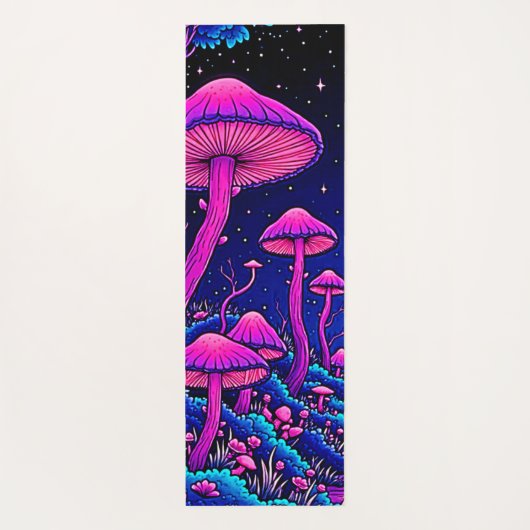 Gloeiende Psychedelic Mushroom Forest Night Yogamat (Achterkant)