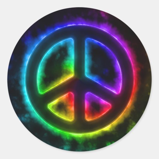 Gloeiende Rainbow Peace Sign Sticker (Voorkant)