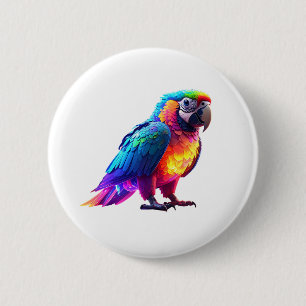 gloeiende regenboogpapegaai ronde button 5,7 cm