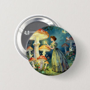 Gloeiende reusachtige paddestoelentuin ronde button 5,7 cm