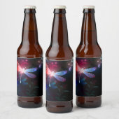Gloeiende rode libel bier etiket (Flessen)