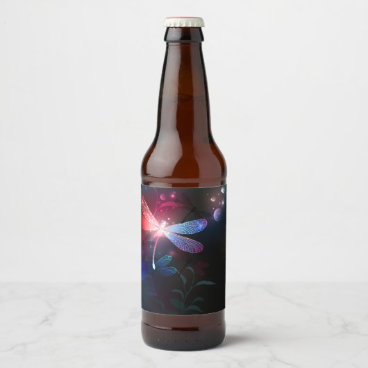 Gloeiende rode libel bier etiket (Voorkant)