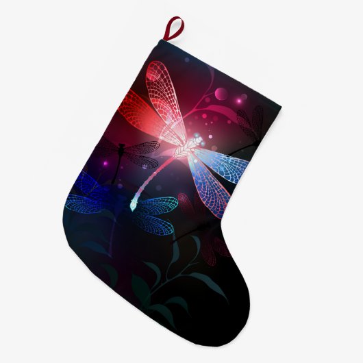 Gloeiende rode libel grote kerstsok (Voorkant (Hangend))