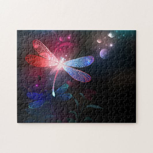 Gloeiende rode libel legpuzzel (Horizontaal)