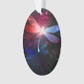 Gloeiende rode libel ornament (voorkant)