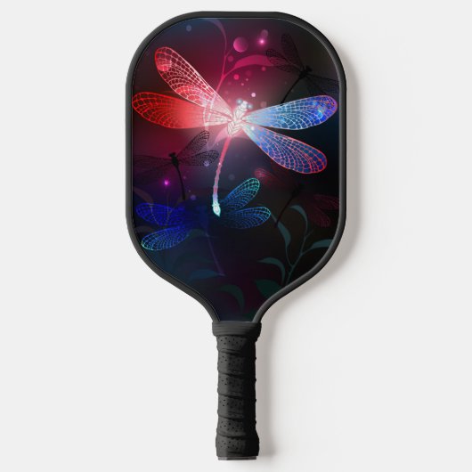 Gloeiende rode libel pickleball paddle (Voorkant)
