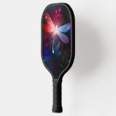 Gloeiende rode libel pickleball paddle (Links)