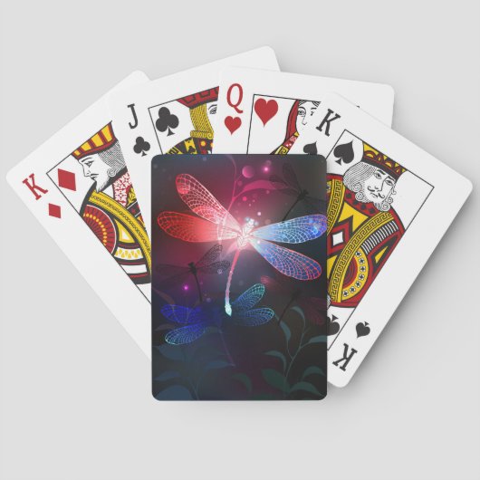 Gloeiende rode libel pokerkaarten (Achterkant)