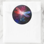 Gloeiende rode libel ronde sticker (Tas)