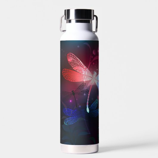 Gloeiende rode libel waterfles (Voorkant)